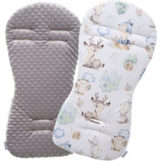 Luxusní oboustranná vložka do kočárku PREMIUM  bavlna / minky  vlček a přátelé ( do modra ) BABYM