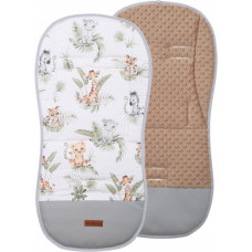 Luxusní oboustranná vložka do kočárku PREMIUM  bavlna / minky AFRIKA béžová  BABYM