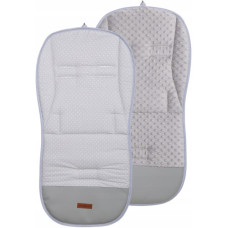 Luxusní oboustranná vložka do kočárku PREMIUM  bavlna / minky  Bílé puntíky na šedé   BABYM