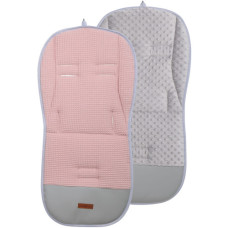 Luxusní oboustranná vložka do kočárku PREMIUM  bavlna VAFLE  / minky  růžovo/šedá    BABYM