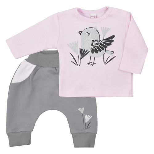 Kojenecké bavlněné tepláčky a tričko Koala Birdy Růžovo / hnědá Kojenecké bavlněné tepláčky a tričko Koala Birdy Růžovo / hnědá