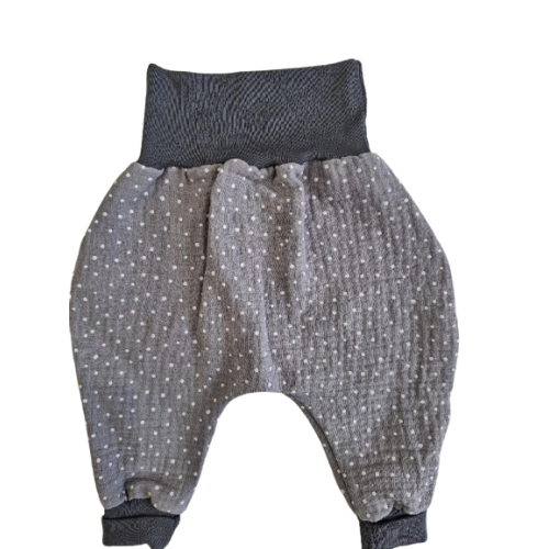 Rostoucí kojenecké mušelínové Kalhoty / tepláčky BAGGY ODO ČESKÁ VÝROBA ! Šedá / puntík Rostoucí kojenecké mušelínové Kalhoty / tepláčky BAGGY ODO ČESKÁ VÝROBA ! Šedá / puntík