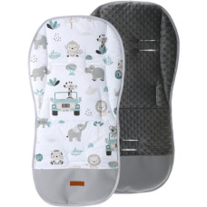 Luxusní oboustranná vložka do kočárku PREMIUM  bavlna / minky SAFARI modré   BABYM