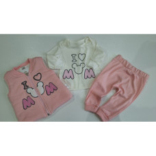 3 - dílný dětský  komplet  vestička na zip   + tepláky / baggy + triko  dlouhý rukáv kolekce  MINNIE  DONINO  světle růžová