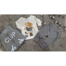3 - dílný dětský  komplet  vestička na zip   + tepláky / baggy + triko  dlouhý rukáv kolekce  MYCKEY   DONINO  Šedá