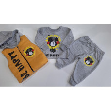 3 - dílný dětský  komplet  vestička na zip   + tepláky / baggy + triko  dlouhý rukáv kolekce  lvíček  Hořčicová