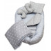 MEGA SADA -  Oboustranné hnízdečko (kokon) pro miminko s doplňky - BABYM PREMIUM set 7v1 Šedá + hvězdičky 