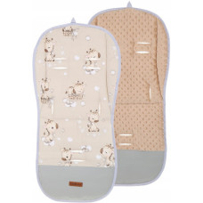 Luxusní oboustranná vložka do kočárku PREMIUM  bavlna / minky Žirafky béžová   BABYM