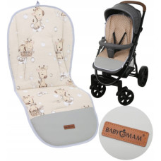 Luxusní oboustranná univerzální vložka do kočárku ALLinONE    bavlna / minky Žirafky béžová   BABYM