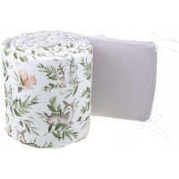 Oboustranný mantinel do dětské postýlky 2v1 Premium 180x30cm   BABYM  Zelená polana / šedá