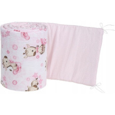 Oboustranný mantinel do dětské postýlky 2v1 Premium 180x30cm   BABYM  Žirafky růžová