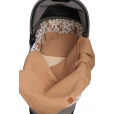 Luxusní vaflová souprava do kočárku   MANUFAKTURA BABYMAM kapučíno