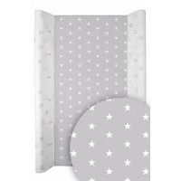 Napínací prostěradlo na přebalovací podložku 70×34 cm  BABYMAM  bílé hvězdičky na šedé
