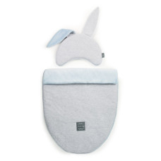 Luxusní oboustranná souprava do kočárku  bavlna + plyš  ANIMALS MANUFAKTURA FLOO FOR BABY šedá + modrý plyš 
