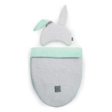 Luxusní oboustranná souprava do kočárku  bavlna + plyš  ANIMALS MANUFAKTURA FLOO FOR BABY šedá + mentolová plyš 