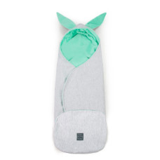 Floo For Baby Fusak / zavinovačka  do autosedačky a kočárku jersey bavlna + hřejivý chloupek Šedo / mentolová