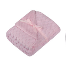  Dětská luxusní oboustranná deka acryl + soft  DUETBABY kolekce tlačená kostička   kód 684 růžová
