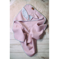 Vaflová   osuška s kapucí kolekce RABBIT 76x76 cm  FLOO FOR BABY sv. růžová
