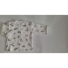 Bavlněný kojenecký oboustranný kabátek  BABY SERVICE kolekce podzim  / krémovo / hnědá s  růžovým