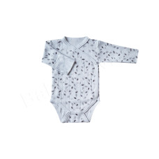 Bavlněné  celopropínací body  s přehrnovacími rukávky a  potiskem lístečků  BABY SERVICE - ČESKÁ VÝROBA !!!!    Krémová / béžová