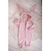 Dětská kojenecká  kombinéza  Bunny  – měkká, hřejivá a s oušky králíčka FLOO FOR BABY  / růžová