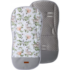 Luxusní oboustranná vložka do kočárku PREMIUM  bavlna / minky LESNÍ ZVÍŘÁTKA do zelena  BABYM