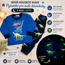  Dětské bavlněné pyžamo svítící ve tmě - kolekce  DINOSAUŘI  MP-3831 Modrá / tmavě modrá