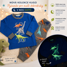  Dětské bavlněné pyžamo svítící ve tmě - kolekce  DINOSAUŘI  MP-3831 Modrá / šedá