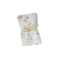 Luxusní mušelínové pleny pro miminka 2 kusy v balení  70x70cm  ČESKÁ VÝROBA TANVALD   karamelová srdíčka + méďa šíp