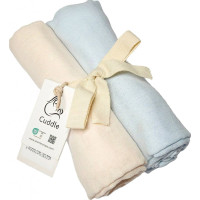 Luxusní mušelínové pleny pro miminka 2 kusy v balení  70x70cm  ČESKÁ VÝROBA TANVALD  Sv. modrá + cream