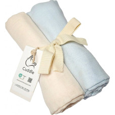 Luxusní mušelínové pleny pro miminka 2 kusy v balení  70x70cm  ČESKÁ VÝROBA TANVALD  Sv. modrá + cream