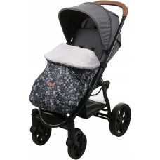 Univerzální nánožník na kočárek černo / bílé vločky   + kožešinka BABYMAM  