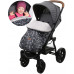 Univerzální nánožník na kočárek černo / bílé vločky   + kožešinka BABYMAM  