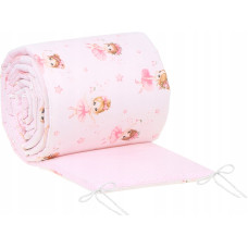 Oboustranný mantinel do postýlky BABYM  – ochrana a pohodlí po celém obvodu  360 x 30  cm   víly Mája i Zuzia  růžový