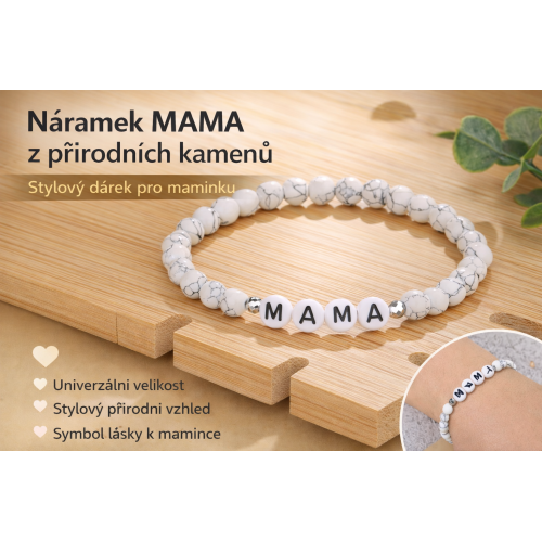 Náramek MAMA z přírodních kamenů – stylový dárek pro maminku Náramek MAMA z přírodních kamenů – stylový dárek pro maminku