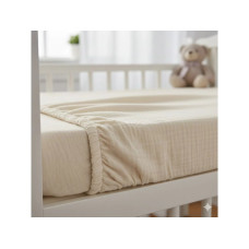 Mušelínové / bavlněné  prostěradlo do postýlky 120x60 cm   – krémové  
