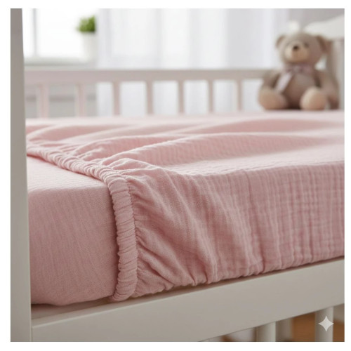 Mušelínové / bavlněné prostěradlo do postýlky 120x60 cm – růžové Mušelínové / bavlněné prostěradlo do postýlky 120x60 cm – růžové