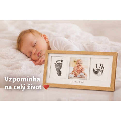 Dětský rámeček na otisk ručičky a nožičky s fotografií – památka na miminko Dětský rámeček na otisk ručičky a nožičky s fotografií – památka na miminko