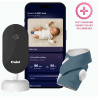 Owlet Dream Duo Bedtime Blue – chytrá monitorovací ponožka Dream Sock® + 2K HD kamera Dream Sight™