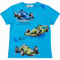 Chlapecké bavlněné tričko KUGO s potiskem formulí  tyrkysová