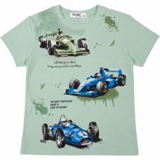 Chlapecké bavlněné tričko KUGO s potiskem formulí  zelená