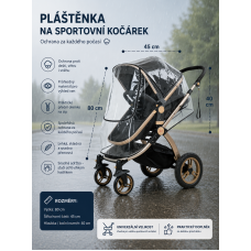 Univerzální pláštěnka na sportovní kočárek s uzavíratelným  okýnkem na zip kód 01