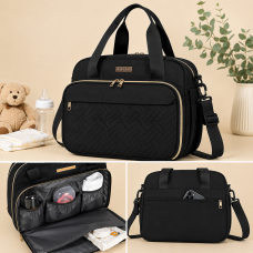 Taška na kočárek Baby Bag Black Luxury – elegantní přebalovací taška pro moderní maminky