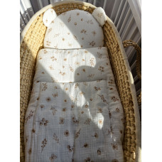 Mušelínový komplet do kočárku, kolébky a koše  ( polštářek + peřinka ) DUETBABY větvičky 