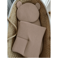 Mušelínový komplet do kočárku, kolébky a koše  ( polštářek + peřinka ) DUETBABY  Kapučíno