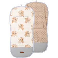 Luxusní oboustranná vložka do kočárku PREMIUM  bavlna / minky  2 medvídci béžová    BABYM