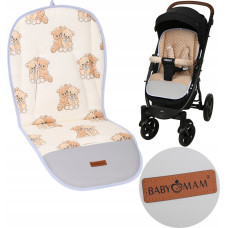 Luxusní oboustranná univerzální vložka do kočárku ALLinONE    bavlna / minky dva medvídci  béžová   BABYM