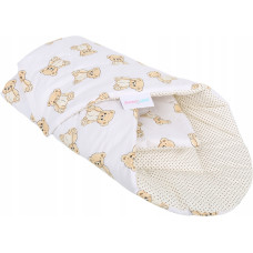 Oboustranná zavinovačka pro miminko Premium 2v1 BABYM TEDDY BEAR  bílo / béžová