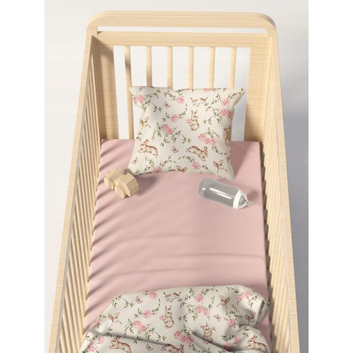 Bavlněné plátěné prostěradlo do dětské postýlky 120 × 60 cm BABYM pudrově růžové Bavlněné plátěné prostěradlo do dětské postýlky 120 × 60 cm BABYM pudrově růžové