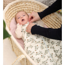 Oboustranný mušelínový spací pytel Babymam  Větvičky a lístky / smetanová
